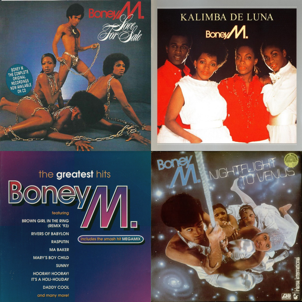 Группа бони м песни. Группа Boney m. в 80. Boney m обложки альбомов. Первый состав Boney m. Группа Бони м 1976.